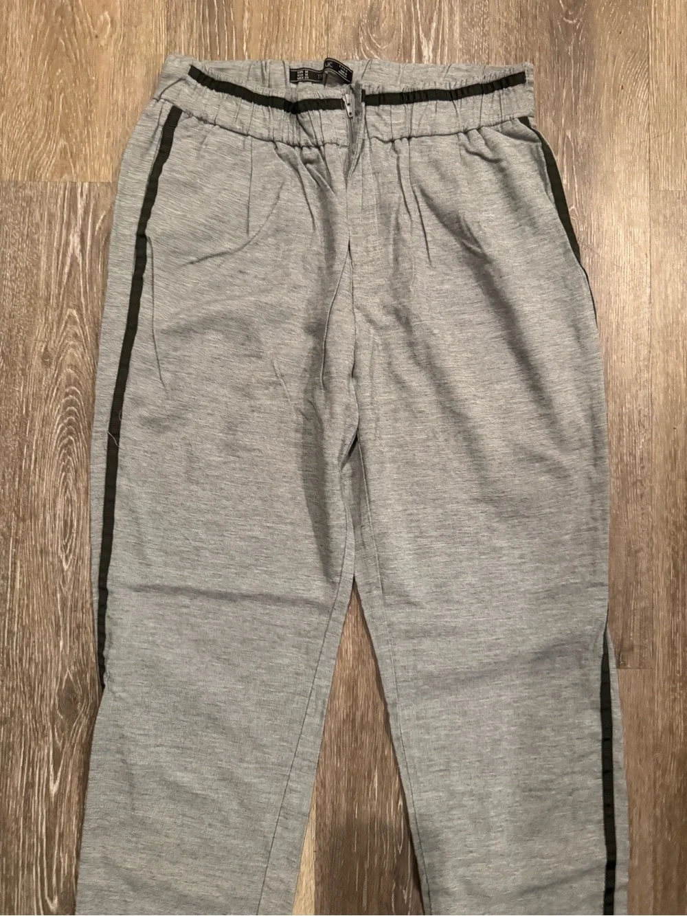 Zara trafuluc linen gray with green stripe trouser